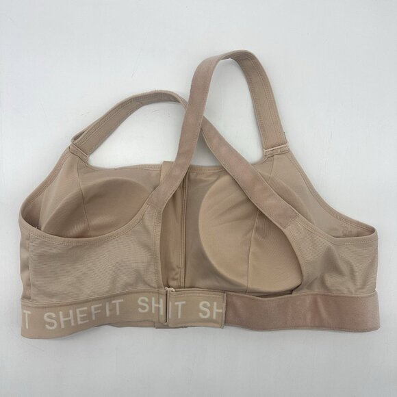 SHEFIT Ultimate Sports Bra High Impact Size 4Luxe / 4X Sandstorm Beige Front Zip - Picture 3 of 8